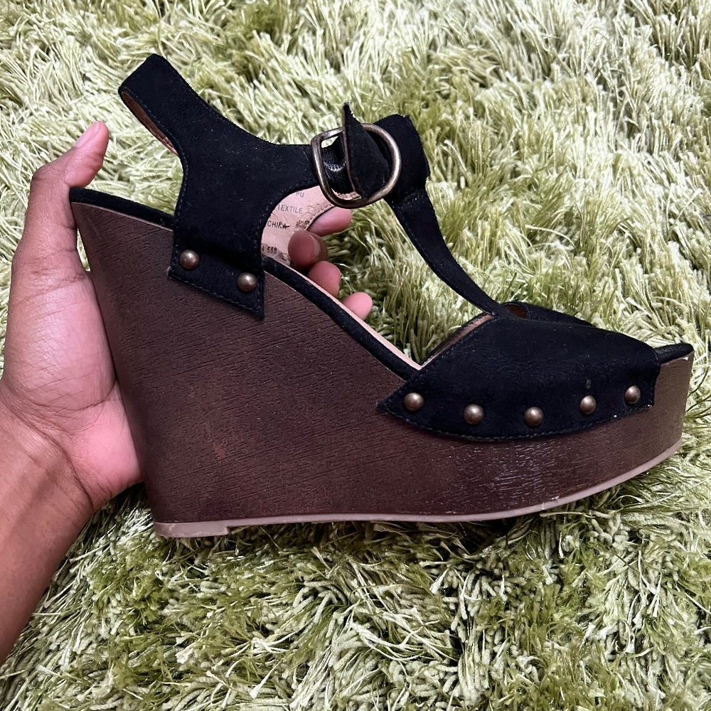 Black Suede Wedges